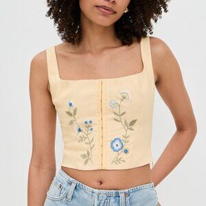 Reformation Juliet Linen Top - Parmesan NWT Sz 10